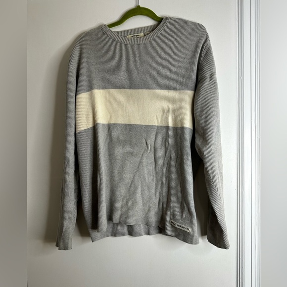 Vintage Men's Ralph Lauren Polo Jeans Co. Grey & Cream Striped Sweater Grey XL. - Picture 1 of 11